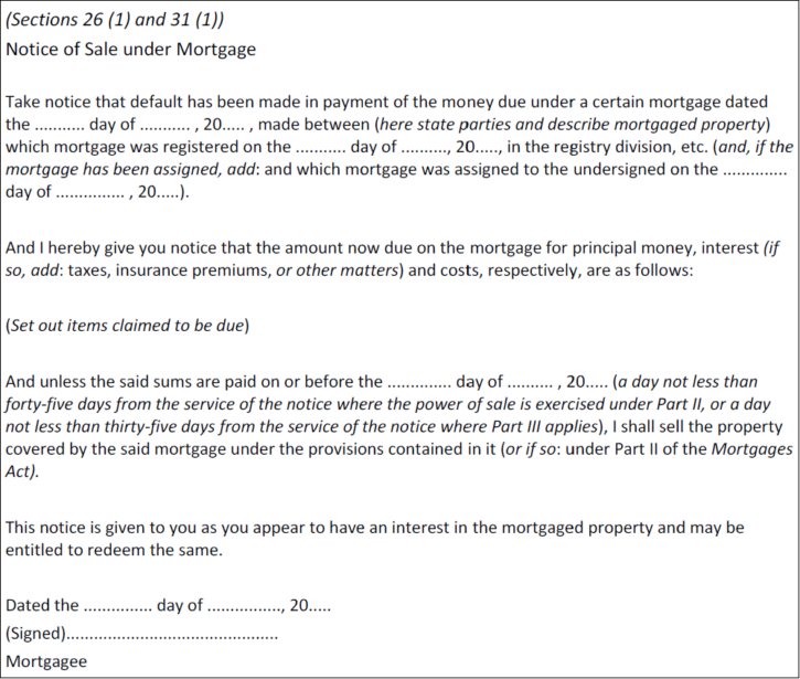 What is a Notice of Sale? Power of Sale Ontario