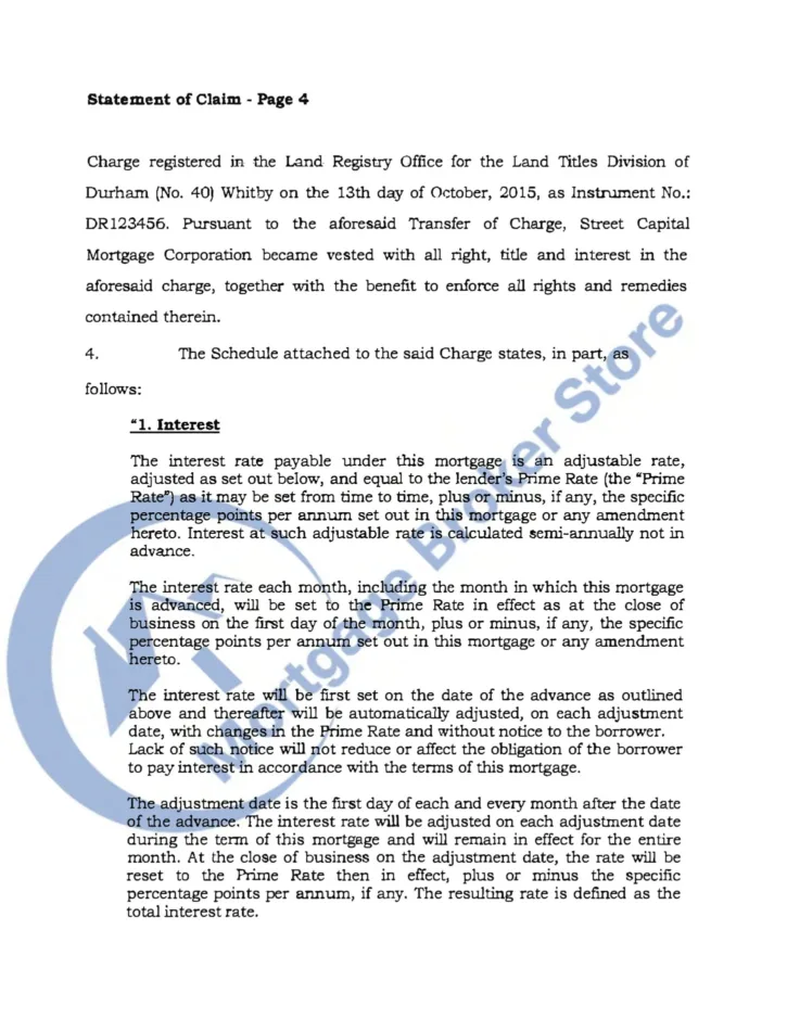 Statement of Claim in Ontario