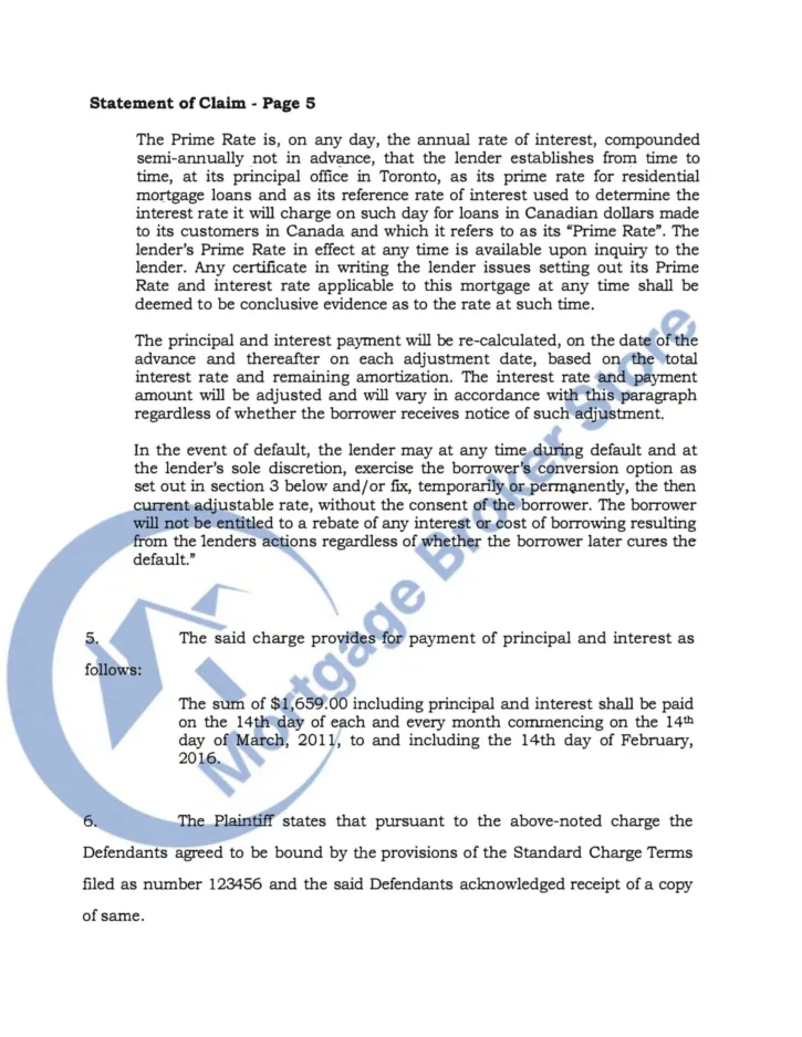 Statement of Claim in Ontario